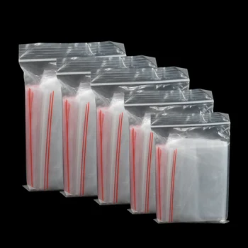100 шт. / упак. Маленькие пластиковые пакеты на молнии, повторно закрывающиеся прозрачные пакеты, вакуумные пакеты для хранения, прозрачные пакеты толщиной