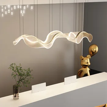 Новая стильная светодиодная люстра Подвесные светильники для столовой Из прозрачной акриловой проволоки, Регулируемая Кухонная лампа для чайной комнаты в стиле арт-деко