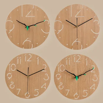 Модные простые настенные часы в скандинавском стиле, деревянные круглые декоративные часы, цельные часы для волос, немой звук, студенческие часы