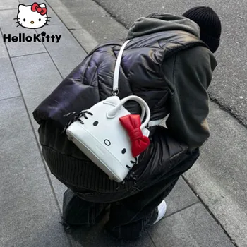 Сумки Sanrio Hello Kitty Для женщин, сумка, тренд 2023, белая Милая сумка через плечо, модная кожаная сумка Kawaii, сумка-тоут, подарок для сумок