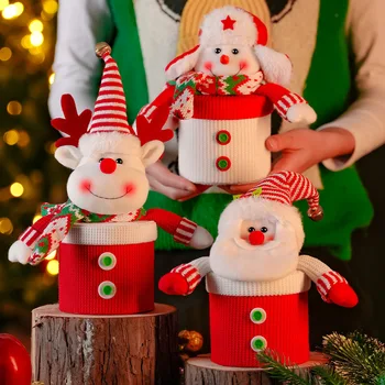 Рождественские украшения из трикотажной ткани большой емкости, коробка конфет для куклы-старика, Мультяшная Банка для конфет Оптом