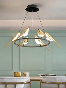Современные светодиодные люстры Magpie Bird для домашнего декора, Подвесное освещение для гостиной, спальни, настольного светильника