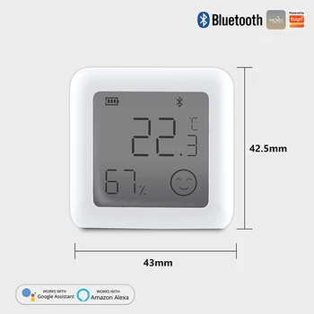 Tuya Bluetooth Совместим С Thermomter Smart Датчик Температуры И Влажности ЖК-Экран Беспроводной Гигрометр Пульт Дистанционного Управления Alexa