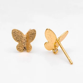10шт золотых ушных вкладышей в виде бабочки, 8 мм, компоненты для сережек своими руками, для изготовления ювелирных изделий, аксессуары (GB-3201)