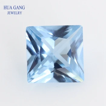 106 # Синяя квадратная форма, синтетический камень шпинель огранки Принцессы для ювелирных изделий, Размер 2x2 мм ~ 10x10 мм