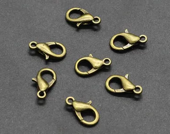 12*6 мм, 50 шт./лот, модные ювелирные изделия, сплав античной бронзы/золота, застежка-карабин, крючки для ожерелья и браслета-цепочки