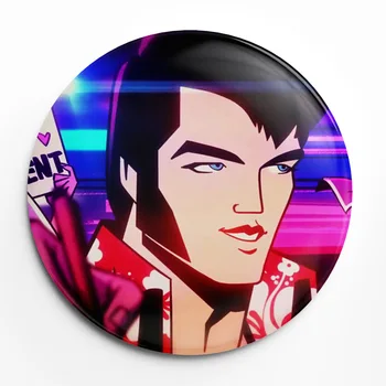 Анимационный значок Agent King Elvis Программная кнопка Булавка на лацкане Декор Брошь Ювелирное Украшение Подарок 58 мм