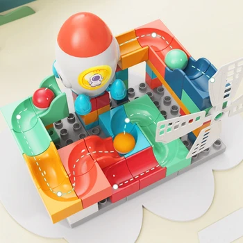 Run Building Blocks Set Игра с мячом Creative Space Orbit DIY Assembly STEM Развивающая игрушка для мальчиков и девочек в возрасте от 3 лет