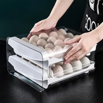 40 Решетчатый ящик для яиц, Органайзер для холодильника, Двухслойный Прозрачный ящик для хранения, Кухонный Холодильник, лоток для уток, цыплят, яиц.