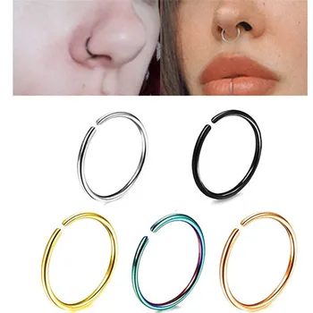 1,2 мм Модные Бесшовные сегментные кольца из нержавеющей стали, обруч для носа, пирсинг Козелка, кольца для носа, Ушной хрящ, Козелок, украшения для тела.