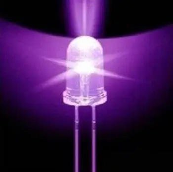 50шт Круглая ультрафиолетовая светодиодная УФ-лампа F5 5 мм 390-395нм фиолетового цвета