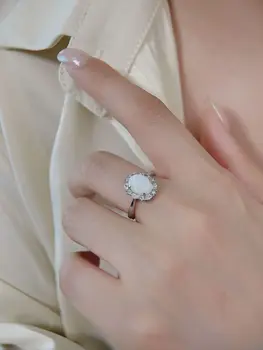 2023 Новое благоприятное кольцо с драгоценным камнем, кольцо с модным и нишевым дизайном, кольцо с натуральным бриллиантом, чистое серебро s925 Серебро