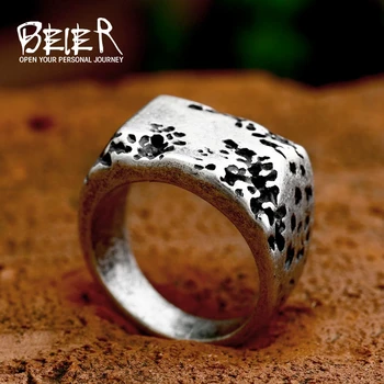БАЙЕР 2023 Новая мода Прямоугольное кольцо из нержавеющей стали 316L Для мужчин, Крутое байкерское мужское кольцо, Ретро Ювелирные изделия, подарок Оптом