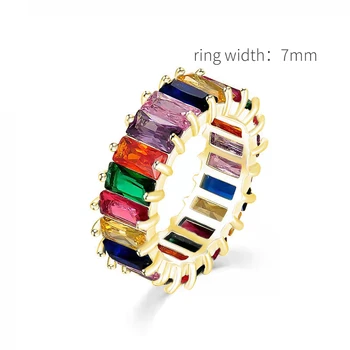Модные Роскошные Многоцветные Очаровательные Багетные Обручальные кольца с Кубическим Цирконием для женщин Т-Образный камень Вечерние украшения