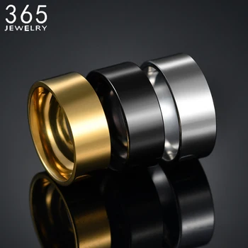 Черное кольцо из нержавеющей стали 8 мм для мужчин, модные простые аксессуары для дома