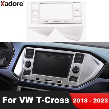 Накладка на автомобильную навигационную панель GPS для Volkswagen VW T-cross Tcross 2018 2019 2020 2021 2022 2023 Стальные Аксессуары для интерьера