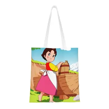 Сумка для покупок Alps Mountain Girl Happy Heidi, холщовая сумка для покупок с принтом, сумка через плечо, большая вместительная Моющаяся сумка