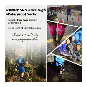 Водонепроницаемые спортивные носки RANDY SUN до колен, Дышащие, впитывающие пот, Мягкие носки для пеших прогулок и рыбалки на открытом воздухе, 1 или 2 пары носков