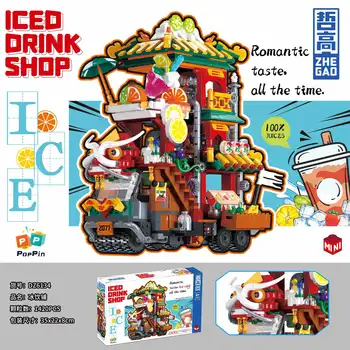 Креативная летняя Кофейня со льдом, Вид на улицу, модель строительного блока, Мелкие частицы для детских игрушек-кирпичей, подарки