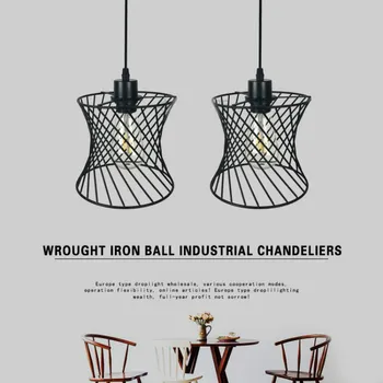 Подвесной светильник в виде птичьей клетки, простой креативный железный барабан, линейная клетка, лампа для гостиной, столовой, балкона, антикварные фонари, лампа