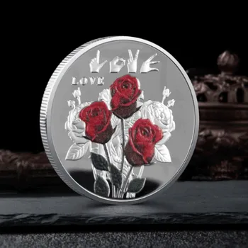 Монета Love Lucky Metal Crafts 999 пробы, посеребренная, Позолоченное кольцо любви, Памятная монета, Монета на День Святого Валентина, Значок любви