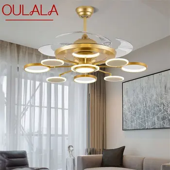 Потолочный вентилятор OULALA Светильники с дистанционным управлением без лопасти Современный золотой светодиод для домашней столовой Ресторана