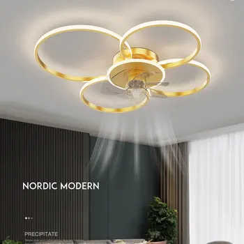 Потолочный вентилятор 2022, Новая гостиная, Современный светильник для спальни, Роскошный Невидимый потолочный вентилятор, лампа для столовой со встроенным вентилятором