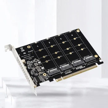 4 Порта M.2 NVME SSD Для PCIE X16 Плата Расширения хост-контроллера PCIE Split/Поддержка PCIE RAID 2230/2242/2260/2280 Светодиодный индикатор
