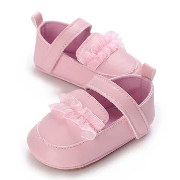Обувь из искусственной кожи для новорожденных, обувь для маленьких девочек, противоскользящие кроссовки на резиновой подошве для малышей, детские мокасины