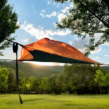 Четырехугольные подвесные гамаки с москитной сеткой Качели для кемпинга на открытом воздухе Водонепроницаемая подвесная палатка Портативный дорожный спальный гамак