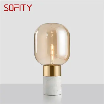 Настольная лампа SOFITY Postmodern в скандинавском стиле с простым креативным дизайном, светодиодная мраморная настольная лампа для декора спальни