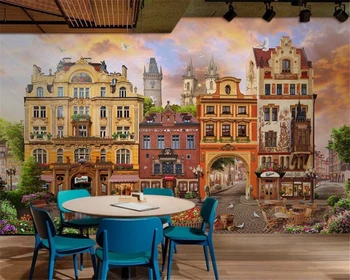 behang Настройте любой размер 3D фрески тема гостиной роскошное украшение отеля обои ретро европейский пейзаж фоновая стена