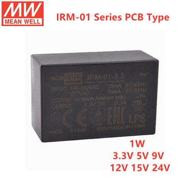 Печатная плата MEAN WELL SMD Style IRM-01 Мощностью 1 Вт с инкапсулированным модулем переменного-постоянного тока 3,3 В, 5 В, 9 В, 12 В, 15 В, 24 В