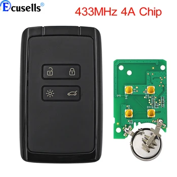 Умный Дистанционный Брелок 433 МГц с чипом 4A для Renault Espace 5, Megane 4, Talisman 2015-2019 FCC ID: KR5IK4CH-01