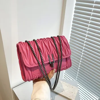 2023, Новая летняя модная сумка на цепочке, простая высококачественная сумка для девочек с вестернизированной текстурой, сумка через плечо для пригородных поездок
