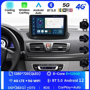 Android 12 SWC GPS Автомагнитола для Renault Megane 3 Fluence 2008-2014 Мультимедийный Плеер RDS Carplay 2G 32G Стерео Без 2 Din DVD 9