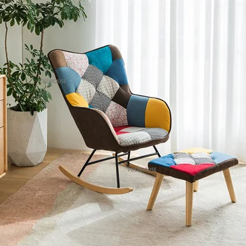 Скандинавские вельветовые стулья для гостиной, мебель для гостиной, Кресло-качалка для домашнего отдыха, Кресло для отдыха на балконе, Односпальный диван-кресло