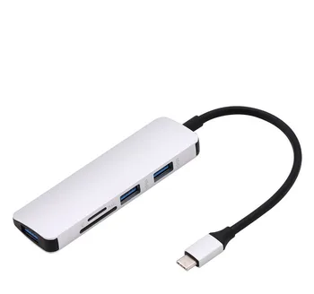 5 в 1 USB-C USB C концентратор Type-C до 4K HDMI 2 порта USB 3.0 концентратор SD / TF кард-ридер для адаптера Type C концентратор