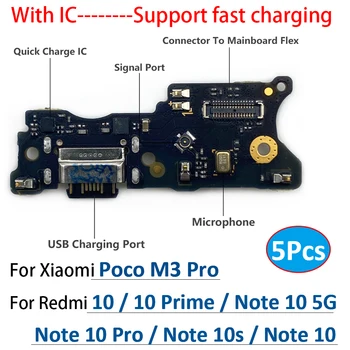 5шт, USB Зарядное Устройство Разъем Порта Зарядки Micro Board Flex Для Xiaomi Poco M3 Pro Redmi 10C Prime Note 11E 10 11 5G 10 12 Pro 10S