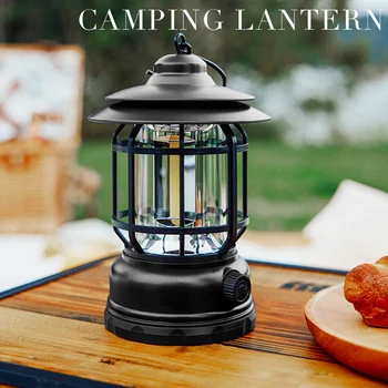 Новая Портативная Лампа для кемпинга в палатке, Ретро-Фонарь, USB Перезаряжаемый Светильник для освещения палатки, Водонепроницаемый Садовый Уличный Светильник для газона