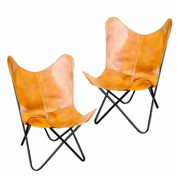 Коричневое кожаное винтажное кресло-бабочка ручной работы, сменный чехол для кресла Relax