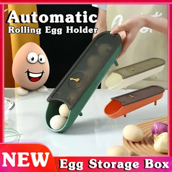 Автоматическая Перекатывающаяся коробка для хранения яиц Держатель для яиц Корзина Контейнер Диспенсер Органайзер Лоток для картонных коробок Кухонный холодильник Аксессуар для хранения