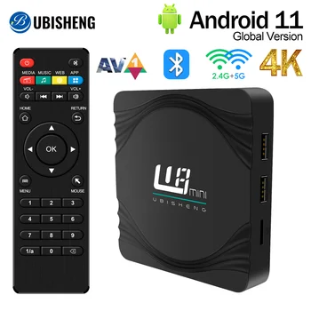 UBISHENG Smart TV Box Android 11,0 2G + 16GB 4K H.265 TV Box Amlogic S905Y4 Медиаплеер 2,4 G Wifi Bluethooth Смарт-приставка