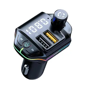 Автомобильное Зарядное Устройство Bluetooths5.0, FM-Передатчик, Более Мощный Двойной Микрофон, Глубокий Басовый Звук, Адаптер Blue tooth, Красочный Эмбиентный MP3-Плеер
