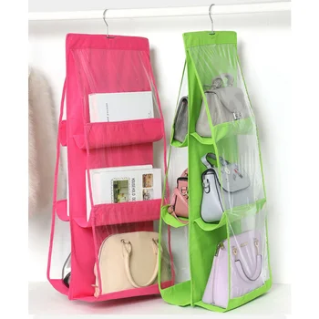 Складная подвесная сумка с 6 карманами, 3 слоя, складная полка, сумка, кошелек, органайзер для сумок, Дверная вешалка для разных карманов, вешалка для шкафа для хранения