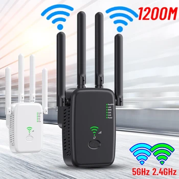 Усилитель сигнала Wi-Fi, ретранслятор, двухдиапазонный усилитель Wi-Fi 2,4 ГГц/5 ГГц, широкий охват с 4 внешними антеннами для домашнего использования в отеле