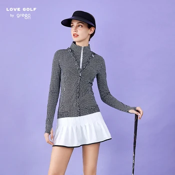 Женская солнцезащитная куртка Love Golf, весенне-летний тонкий тренч для занятий спортом на открытом воздухе, шелковая водолазка с высоким воротом, топ для гольфа