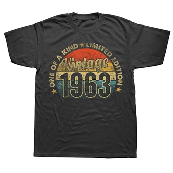 Забавные винтажные футболки 60-х годов 1963 года Ограниченной серии, летний стиль, уличная хлопковая одежда с коротким рукавом, подарки на день рождения, футболки