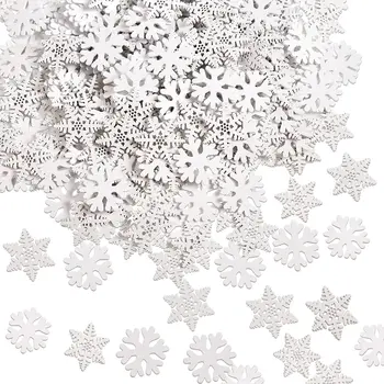 Кусочки дерева в виде снежинок, рождественские бирки в виде снежинок, украшения, вырезы из дерева для поделок, украшение Рождественской елки, украшение стола