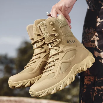 Крутые мужские армейские ботинки, походная спортивная обувь, мужские кроссовки, уличные ботинки, мужская военная водонепроницаемая рабочая обувь для пустыни